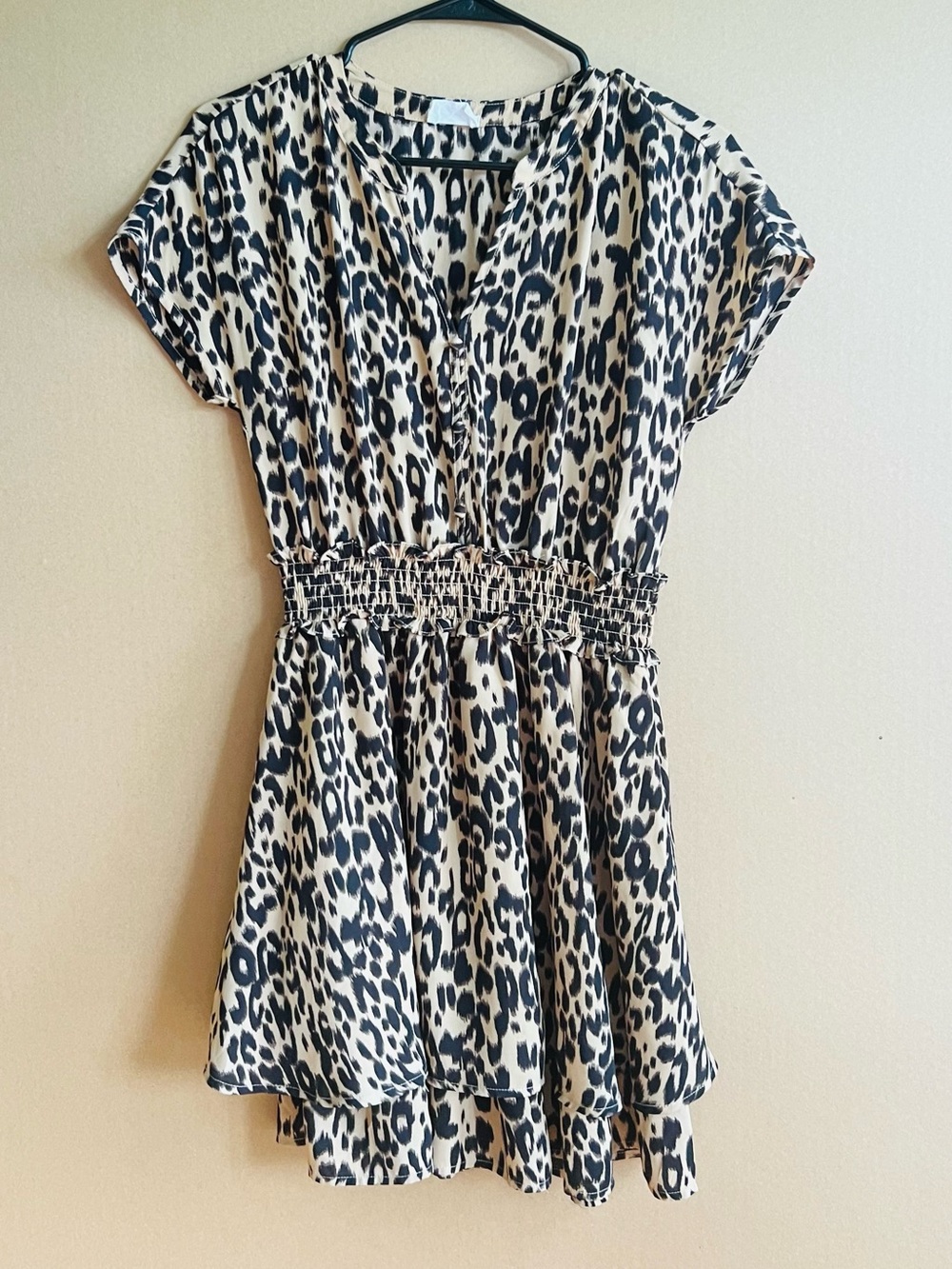 Sienna Sky Beige and Black Leopard Print Short Dress